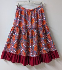 Vintage 70's What's In A Name Floral Tiered Hippie Boho Midi Skirt S