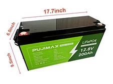 PUJIMAX 200Ah 12V For Marine LiFePO4 Lithium Rechargeable Battery Deep Cycle BMS