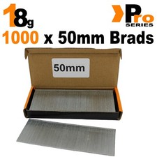 18g Straight 1000 x 50mm Brad Nails, galv use 18g nailers ,silverline, tac wise)
