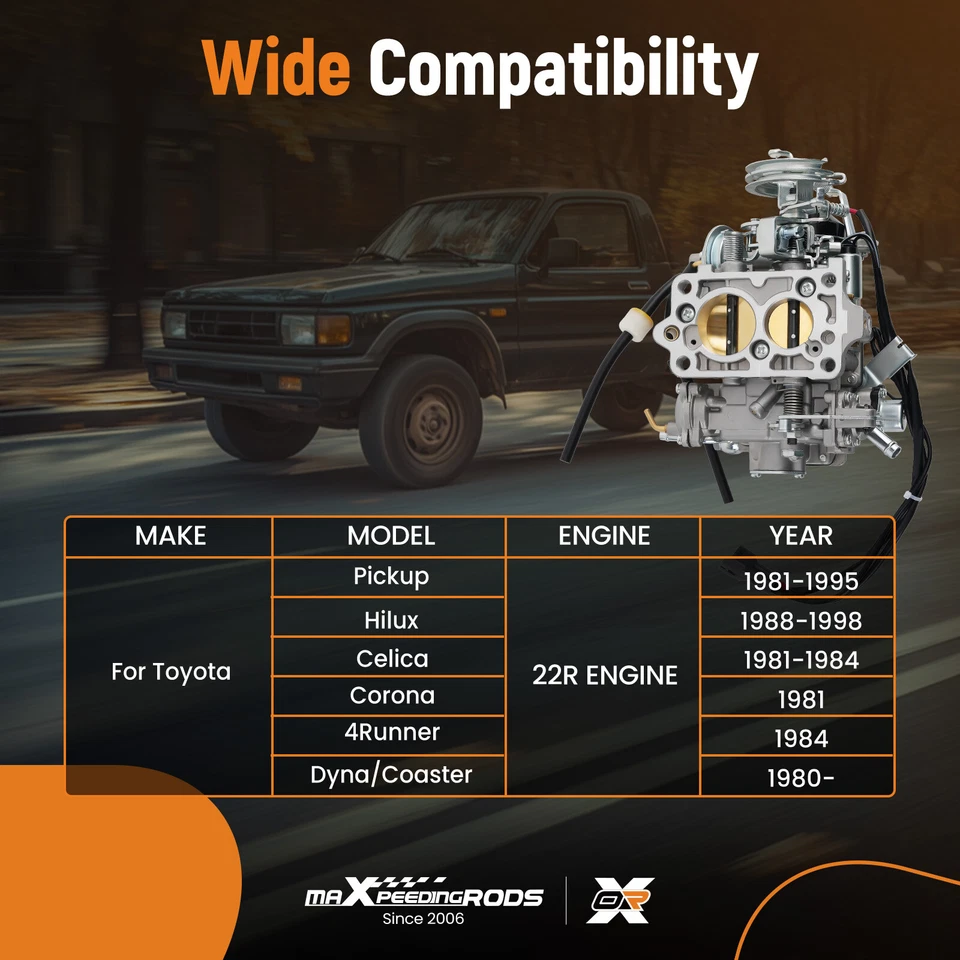 Carburetor Carb for Toyota 22R Hilux 1981-1988 Celica 81-84 Pickup 1981-1995 - image 2 of 4