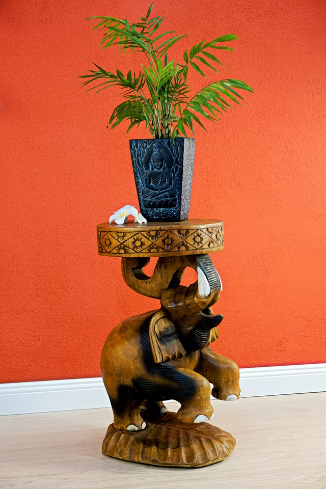 Holz Beistelltisch Elefant 50cm Holztisch Nachttisch Massivholz Hocker Tisch neu - Bild 3 von 4