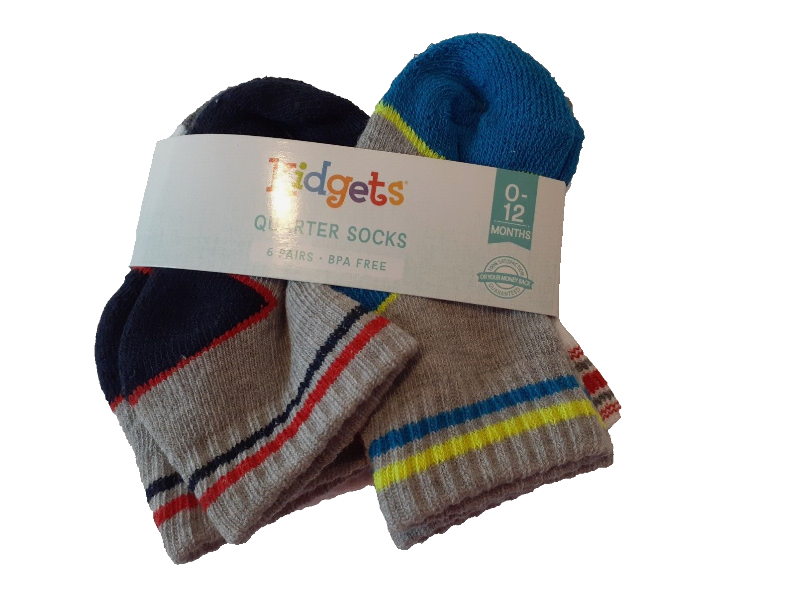 6 Pack Kidgets No-Show Socks BPA Free Size 0-12Mo. New With Tags
