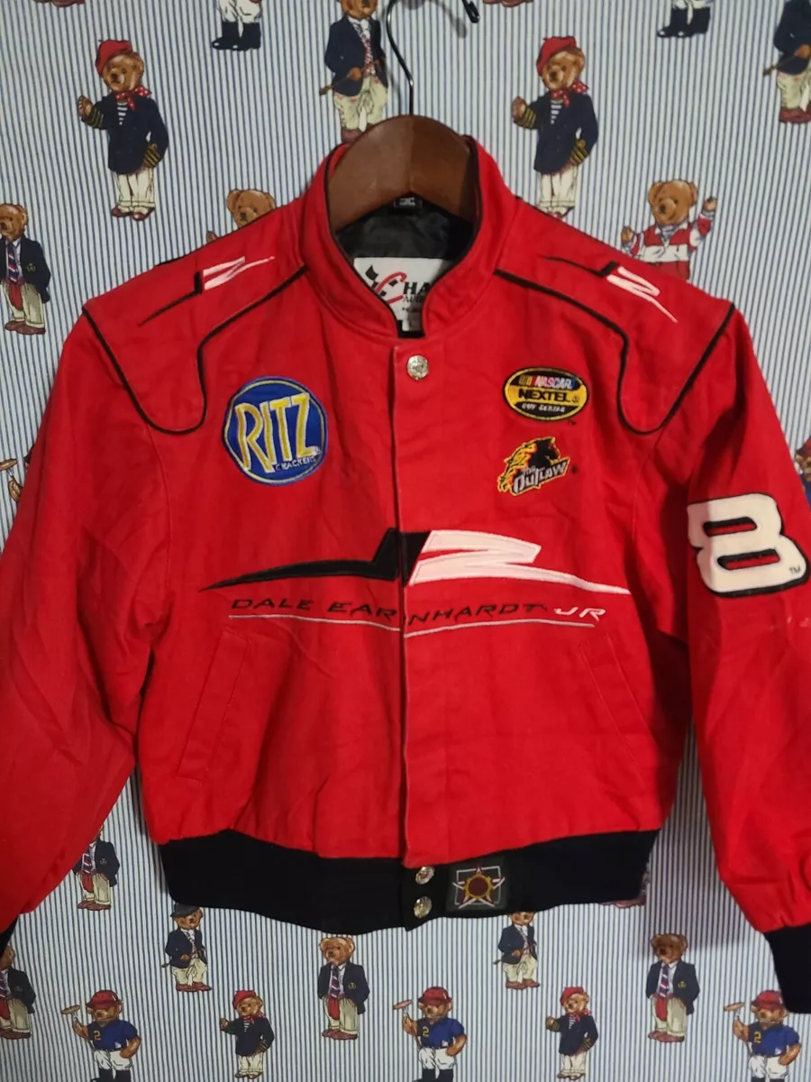 Vintage Jeff Hamilton NASCAR Dale Earnhard Jr Racing Jacket Sz L 9-10 Youth