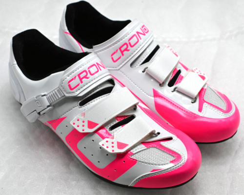 Buty rowerowe, Crono CR-3-17 nylon, white/różowe, rozm. 42 - Zdjęcie 1 z 4