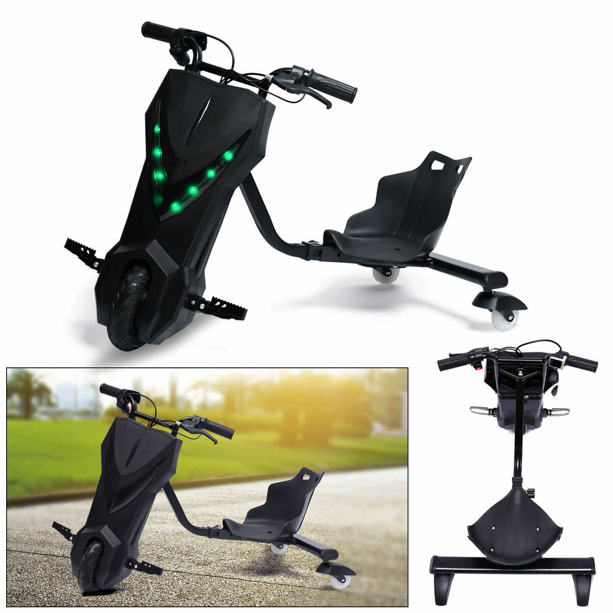 Trike elétrico drift 360, drift scooter para crianças, 250 watts, 36 volts,  até 15 km/h, iluminação LED – BLAKHOLE