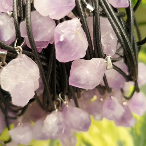 Raw Amethyst Crystal Necklace Pendant Freeform Natural Small Gemstone Spiritual - Video 1 of 1