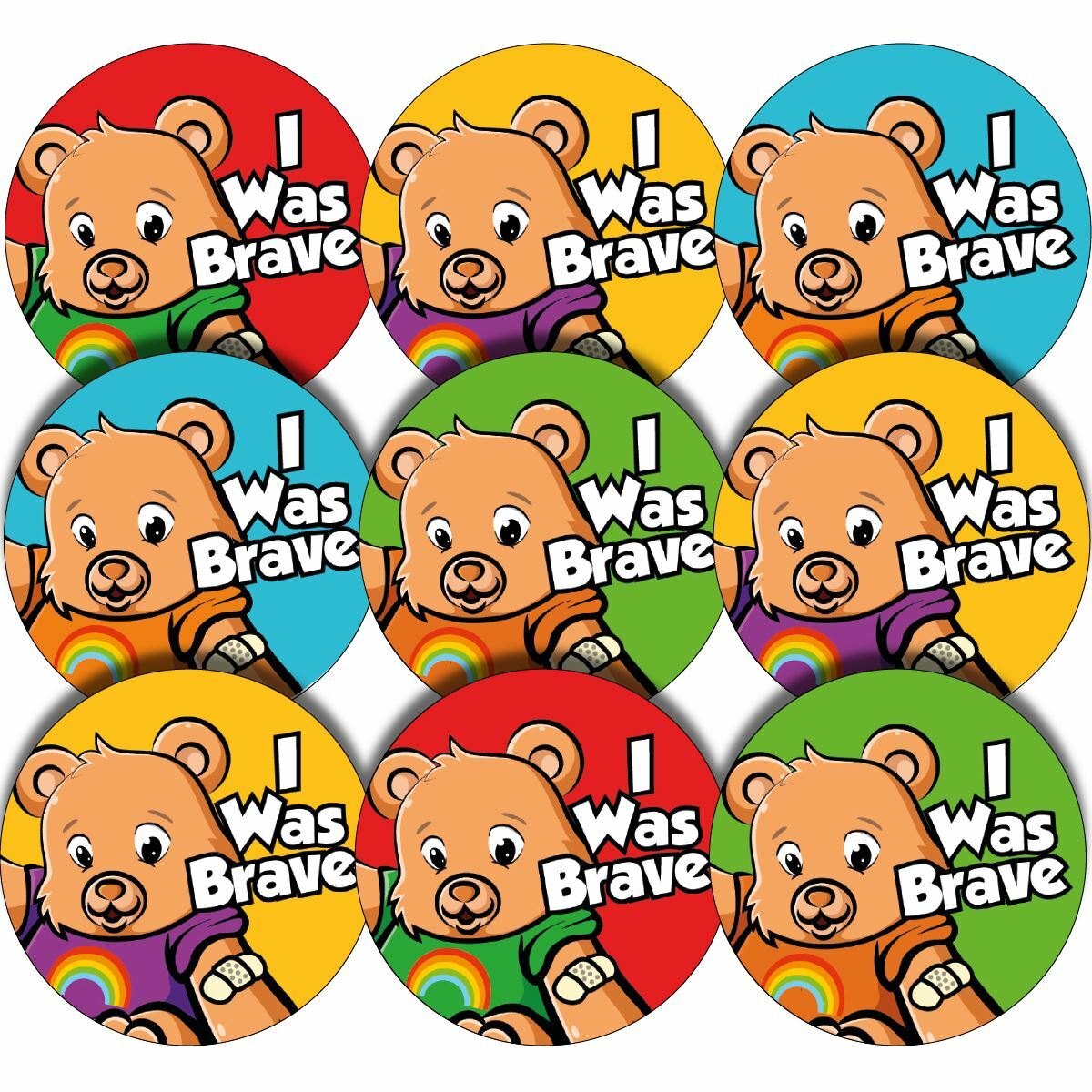 144 Brave Bear Bravery Reward Stickers Teachers, Nurse - Size 30mm