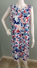 Talbots Outlet Women's Sleeveless Floral Print Notched V-Neck Dress Sz Medium