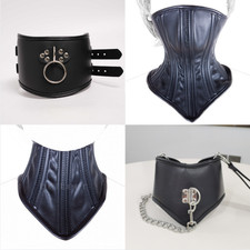 Adjustable PU Leather Neck Collar BDSM Bondage Restraint Corset Roleplay Adults