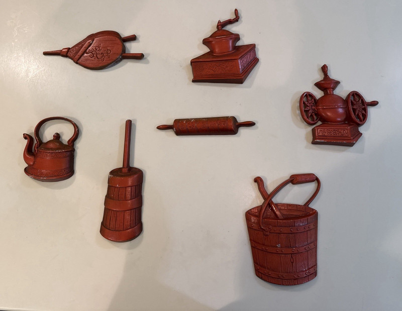 Vintage MCM Orange Metal Sexton Wall Art Kitchen Decor 6 Distressed Farm Country