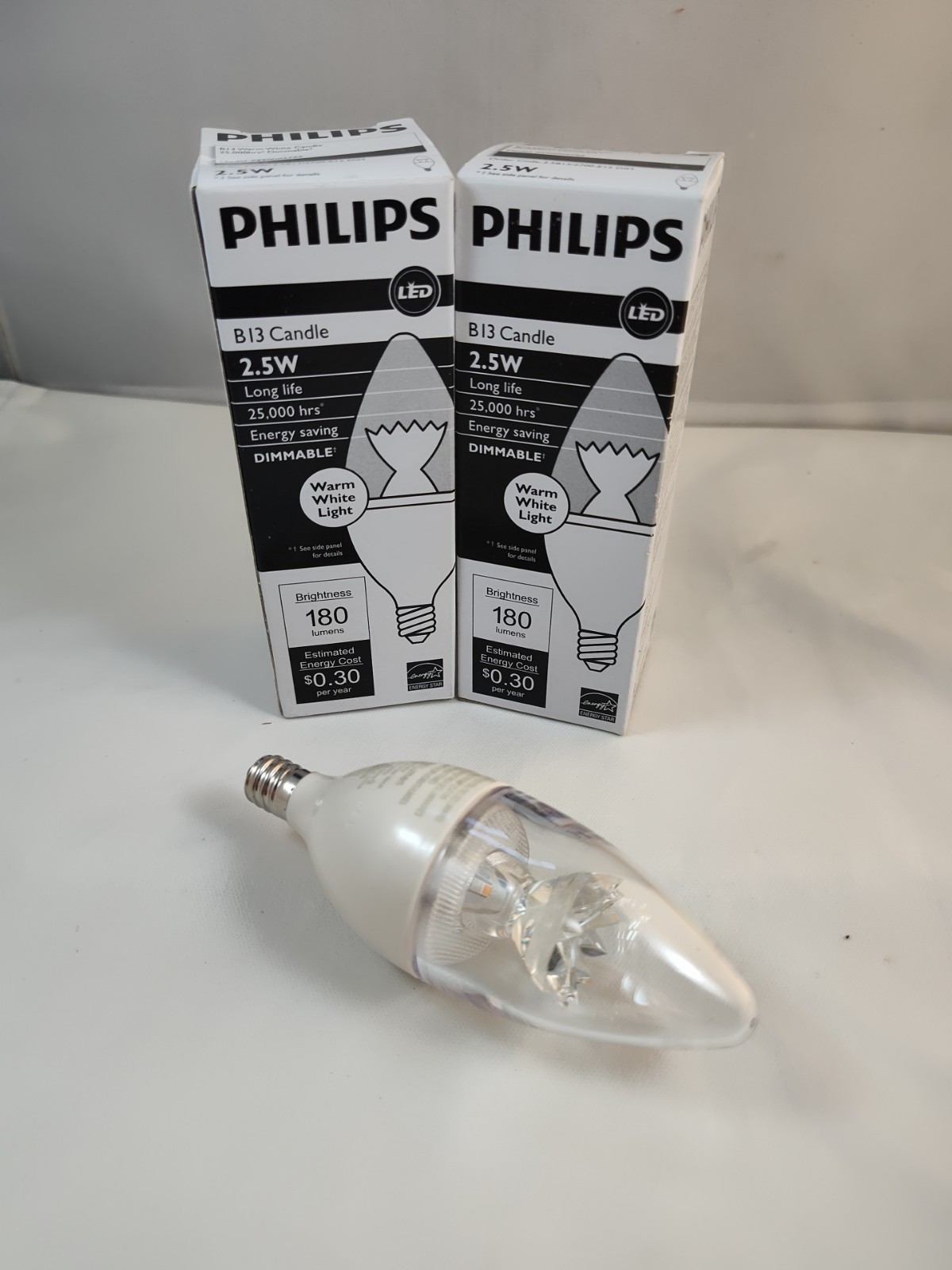 2 Pack Of Philips B13 Candle LED dimmable