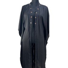 Black One Size Duster Kimono Cardigan Open Front Grommet Details Flowy goth