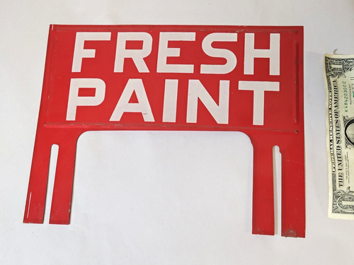 FRESH PAINT Original c1930s-1950s Tin Sign Metal Vintage NOS Hardware Wet - Picture 4 of 7