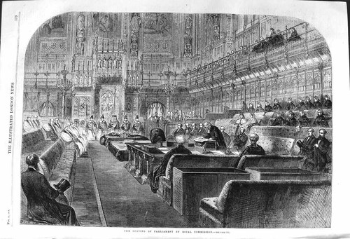 Original Old Antique Print 1862 Opening Parliament London House Commons 19th