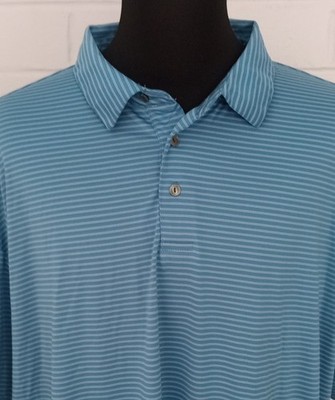 Ben Hogan Performance Golf Polo 3XL  Blue Striped Perry Ellis LTWT Polyester EXC