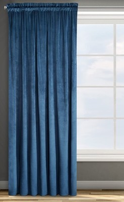 Design91 Velvet Curtain Ruffle Ribbon Opaque Curtains Velvet Velour 135x300 Sa...