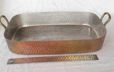 Vtg Korea Made Copper Roasting pan 14 3/4 lon...