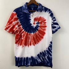 Polo Ralph Lauren Men's Medium Custom Slim Fit Tie Dye Polo Shirt Red White Blue