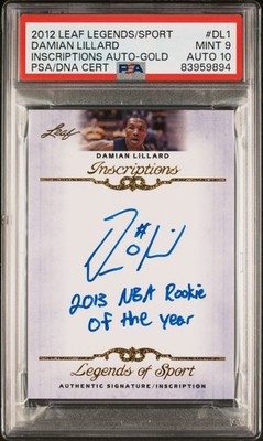 Damian Lillard - 2012 Leaf Inscription Auto Rookie PSA Mint 9 Auto 10 Gold #3/5
