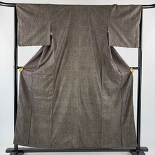 JAPANESE KIMONO TSUMUGI DARK BROWN 157cm 5 ft 2 in PURE SILK FF11893