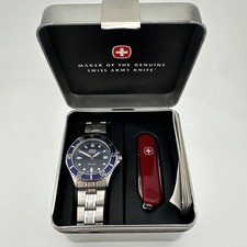 Wenger Swiss Military 79948 Men’s Diver Stainless Watch + Swiss Army Knife Gift