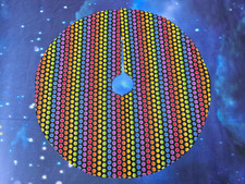 Handmade Mini 19" Christmas tree skirt rainbow glittered polka dots holly leaves