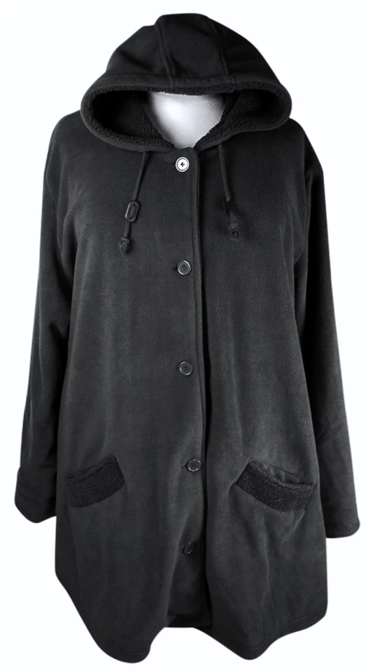 NUEVO Abrigo Roaman's Negro Talla Grande 4X Forrado Con Capucha Acentos Polares Foto 3 de 4