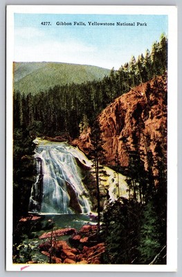 Vintage Postcard Gibbon Falls Yellowstone National Park Scenic View
