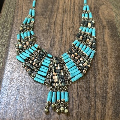 Vintage Egyptian Revival Faience  Necklace Art Deco 20 