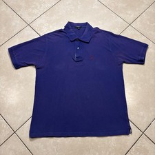 Burberry London Polo Shirt Mens Large Purple Nova Check Knight Logo Made in UK