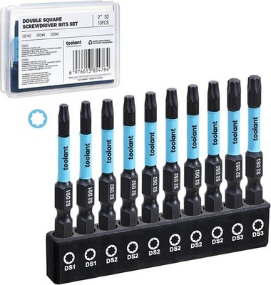 toolant 8 Point Star Bit,Double Square Bit Set 10pcs-Premium S2 Alloy Steel w...