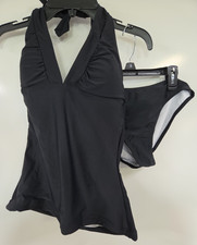 Halter Tankini Cheeky Bikini Bottoms Women's Small S Solid Black Swimwear