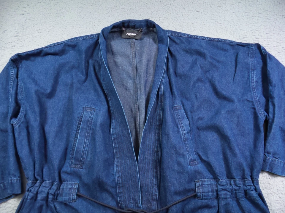 Diesel Jacket Mens Size Small Blue Denim Kimono-Style Open Long Linen 3/4 Sleeve - Image 3 of 4