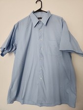 ARROW SHORT SLEEVE MENS DRESS SHIRT WRINKLE FREE-BLUE STRIPE XL/17-17.5