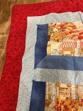 Handmade Village country Patchwork blanket Quilt 53x44  Floral Cottage Core
