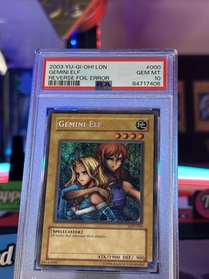 Gemini Elf Reverse Foil Error Misprint PSA 10 POP 8 Yugioh LON-000
