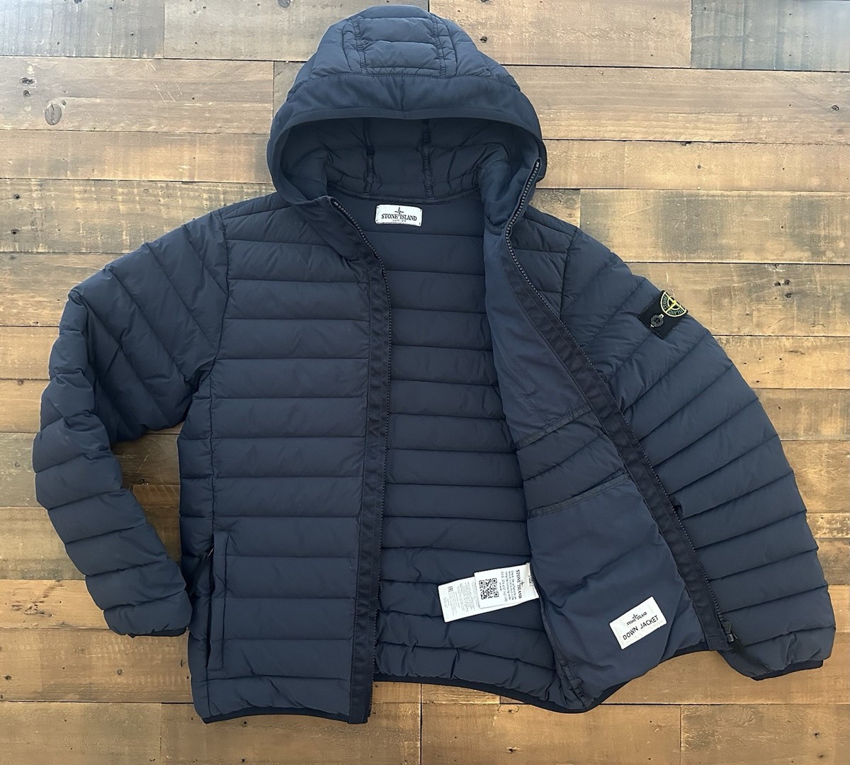 Stone Island Junior Loom Woven Down StretchNylon Tc Navy Jacket