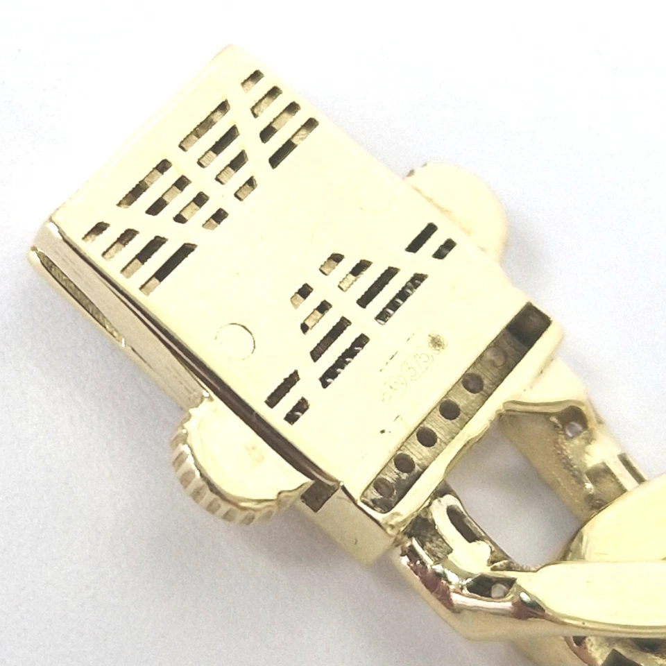 Браслет обочины из золота 9 карат с белым цирконием с клеймом длина 22 см 15,7 г - Изображение 2 из 4