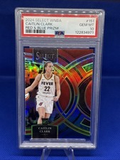 2024 PANINI SELECT WNBA CAITLIN CLARK RED & BLUE PRIZM #151 RC /399 PSA 10