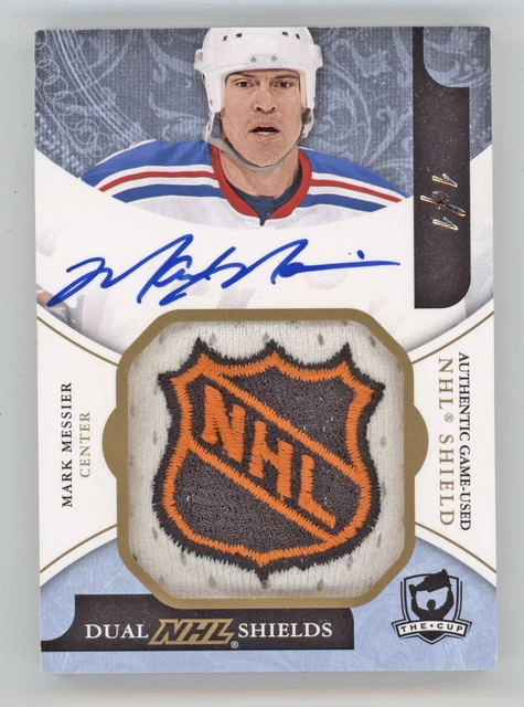 2011-12 UD The Cup Dual Autograph Shield Brian Leetch, Mark Messier #1/1 Rangers