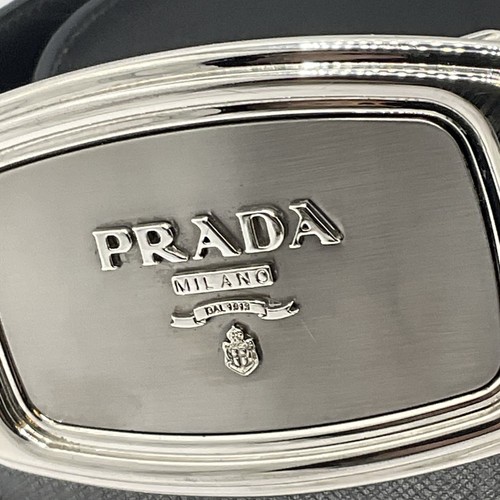 Prada Milano Statement Buckle Gürtel mit Leder Metallic Grau/Silber Gürtel. Superb. - Bild 23 von 24