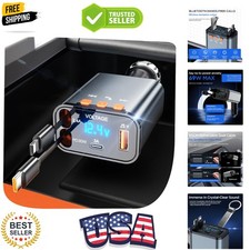 Retractable Car Charger,5 in 1 PD Car Phone Charger with Bluetooth 5.3 FM Tra...