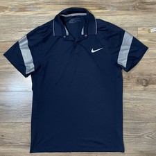 Nike Golf Modern Fit Dri-Fit Polo Shirt M Blue vented Snap buttons