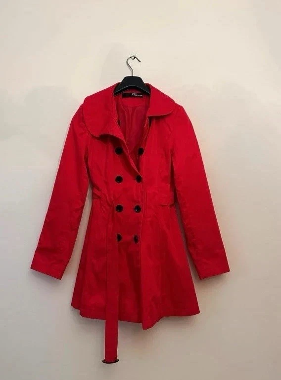 Trench-coat Femme Jane Norman – Gris, Coton, Ceinture Double Poitrine Taille 12 UK