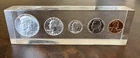 Vintage 1964 Kennedy Half Dollar 90% Silver Coin Set Lucite Paperweight