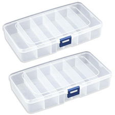 2 PACK Transparent Plastic Bead Organizers 6 Grids ,Craft Organizers and Sto...