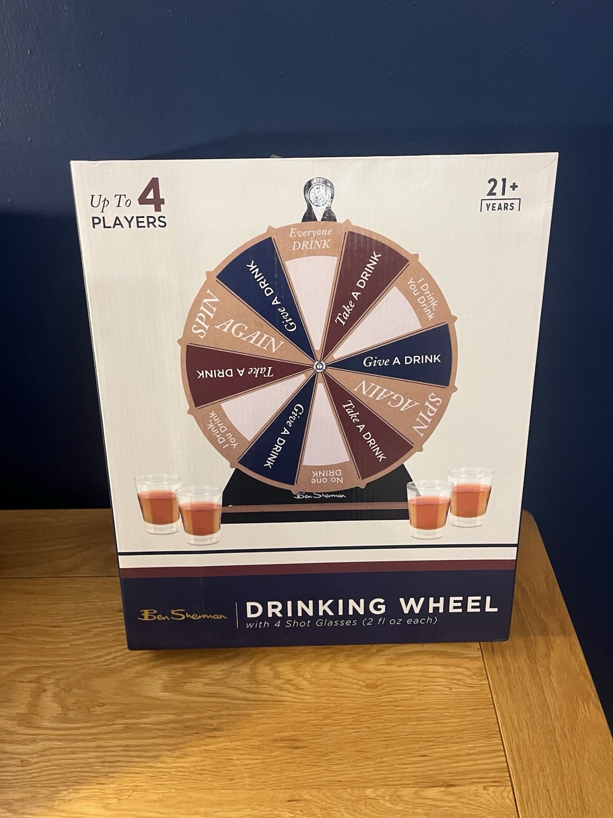 Ben Sherman Drinking Wheel Game with 4 shot glasses upto 4 players