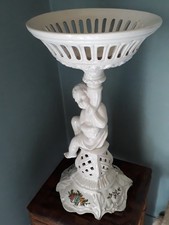 Capodimonte Statua Scultura Dipinta  Alzata Colonna Grande 39 Cm