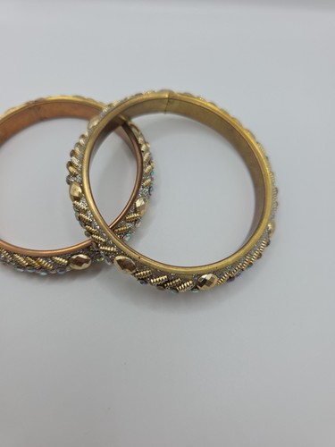 Set 2 Bracciali Vintage Tono Oro AB Aurora Boreale Strass 7,5mm - Foto 5 di 15