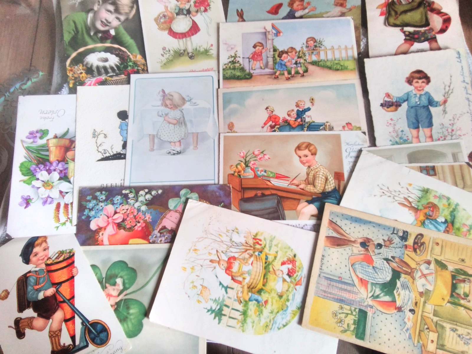 Konvolut Alte AK Gruss Karten Ostern-Pfingsten-Geburtstag-gesamt 19 Stück